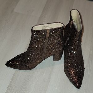 Betsey Johnson Sparkling Brown Ankle Boots